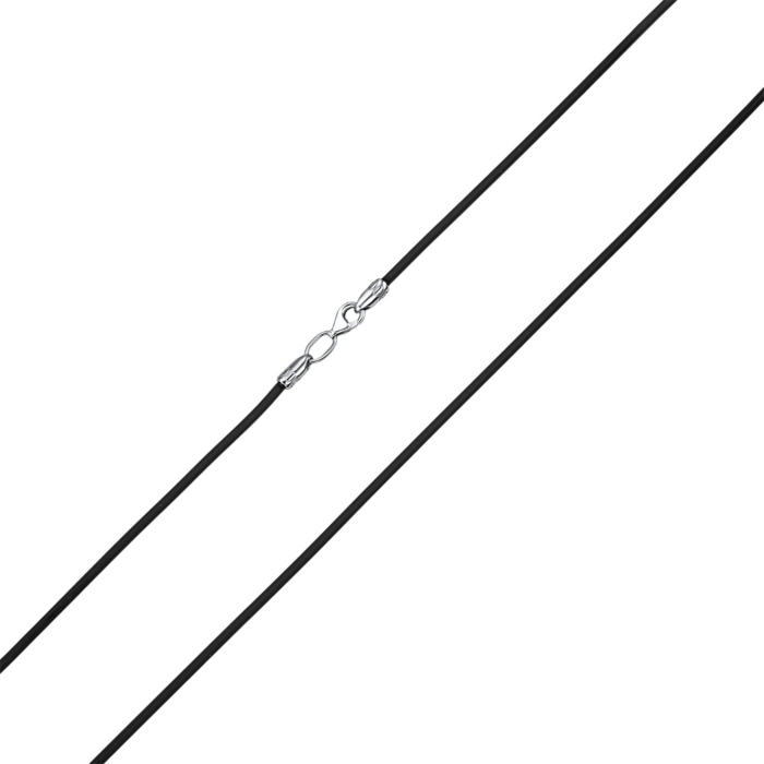 Серебряная каучуковая цепочка 2мм Black Rod