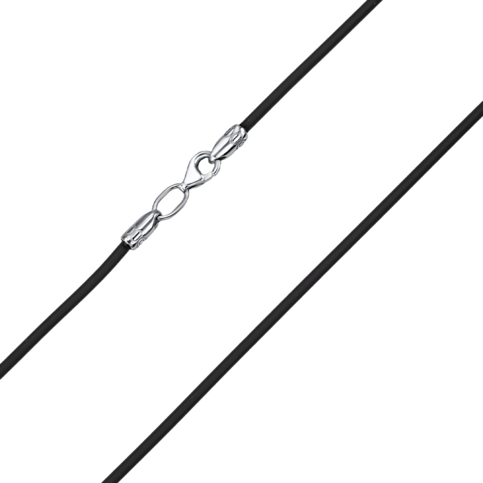 Серебряная каучуковая цепочка 2мм Black Rod