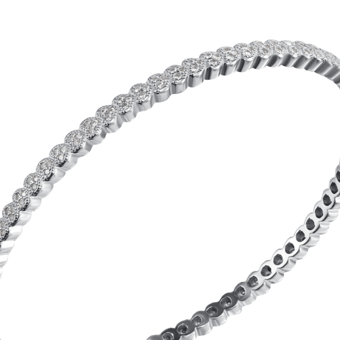 Срібний жорсткий браслет з фіанітами. Артикул 2B11555-B/12/1