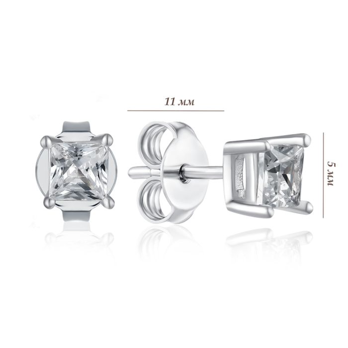 Срібні пусети з фіанітом. Артикул 2E14170-E/12/1