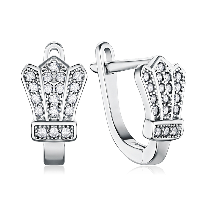 Срібні сережки з фіанітами 2E18014-E/12/1