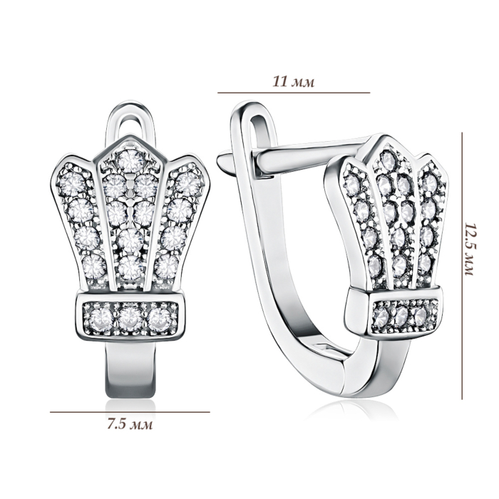 Срібні сережки з фіанітами 2E18014-E/12/1