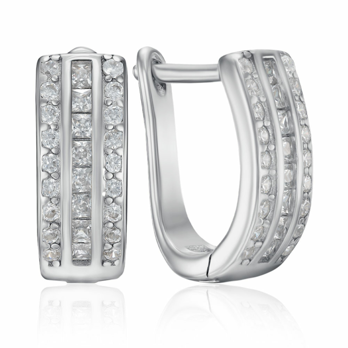 Срібні сережки з фіанітами. Артикул 2E22847-E/12/1