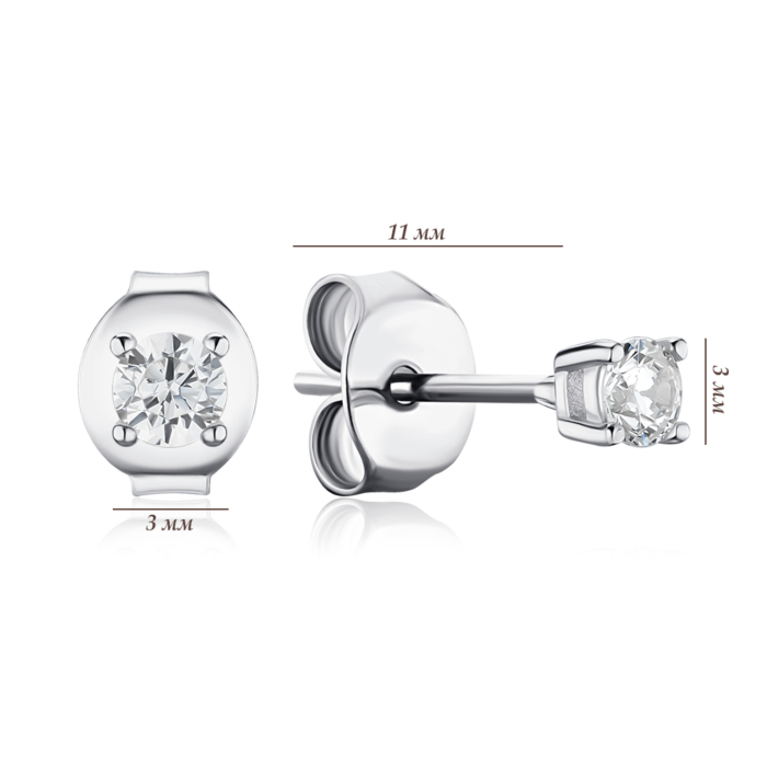 Срібні сережки з фіанітом 2E24856-3MM-E/12/1