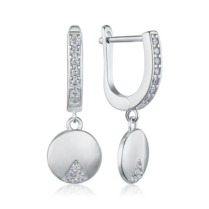 Срібні сережки з фіанітами. Артикул 2E27319-E/12/1