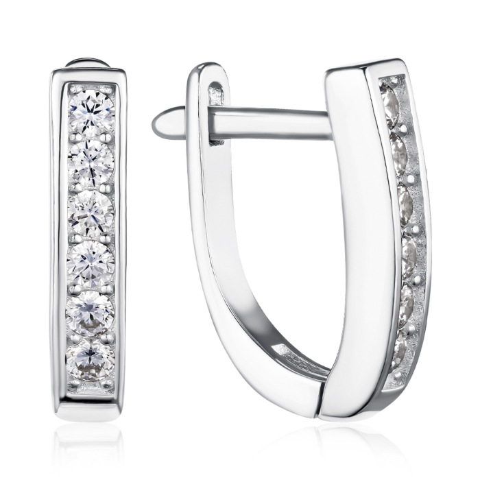 Срібні сережки з фіанітами. Артикул 2E29846-E/12/1