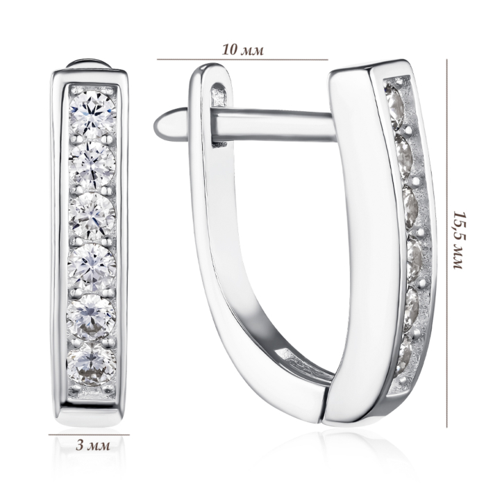 Срібні сережки з фіанітами. Артикул 2E29846-E/12/1