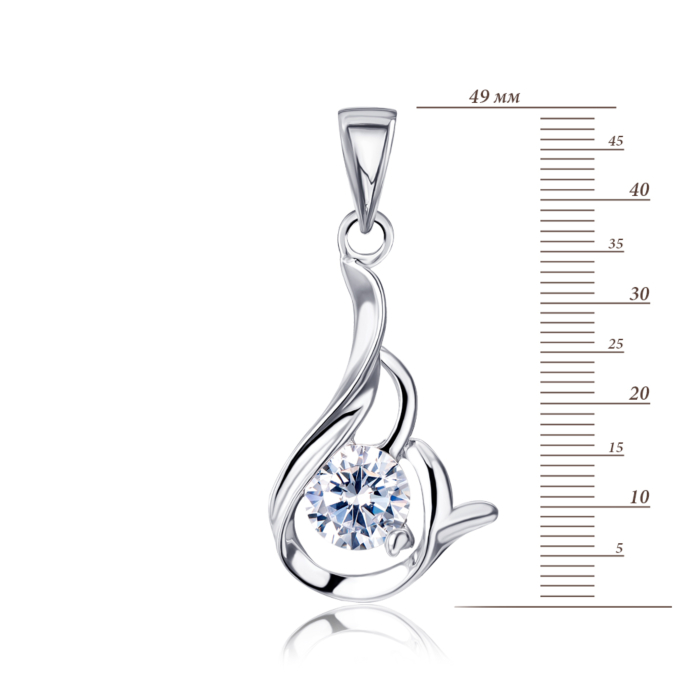 Срібна підвіска з фіанітом. Артикул 2P14307-P/12/1