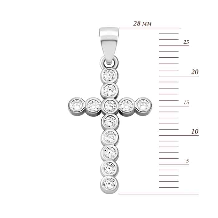 Срібний хрестик з фіанітами. Артикул UG52P14491