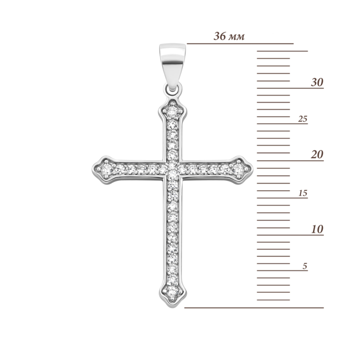 Срібний хрестик з фіанітами. Артикул UG52P17944