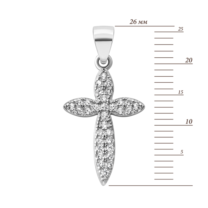 Срібний хрестик з фіанітами. Артикул UG52P17992