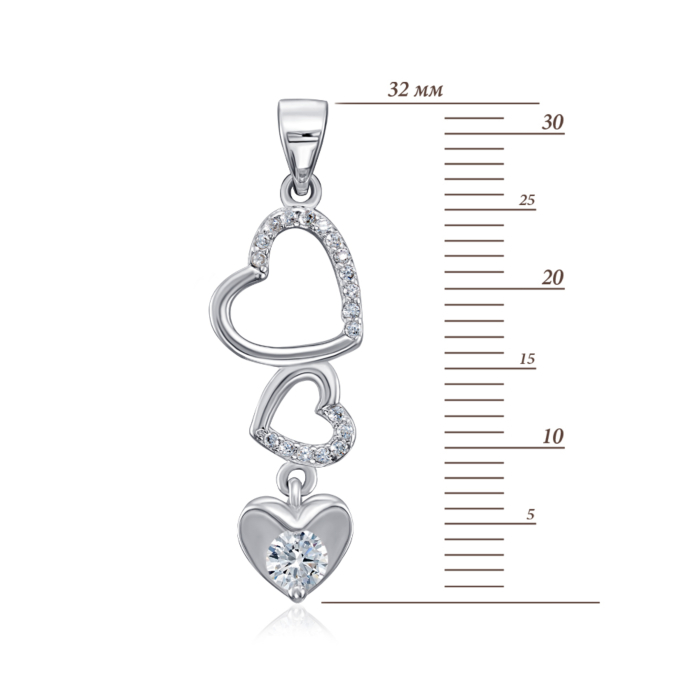 Срібна підвіска з фіанітами. Артикул 2P18814-P/12/1