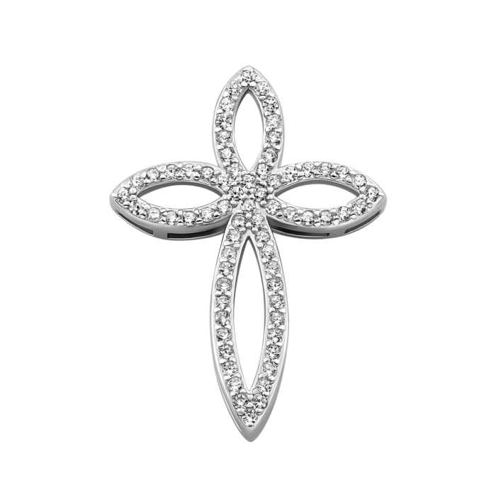 Срібний хрестик з фіанітами. Артикул UG52P19730