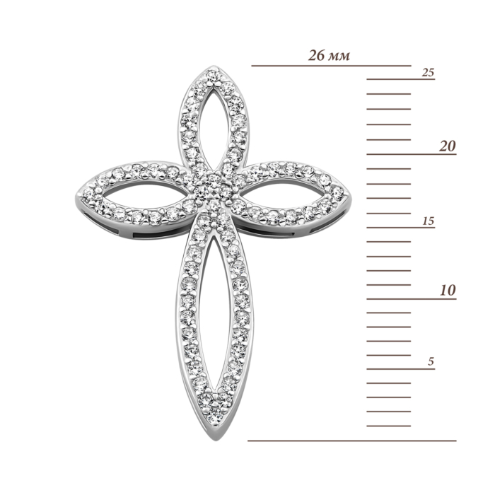 Срібний хрестик з фіанітами. Артикул UG52P19730