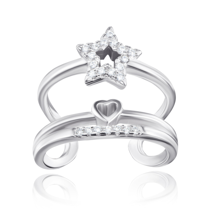 Серебряное кольцо «Звезда» с фианитами. Артикул 2R19857-R/12/1