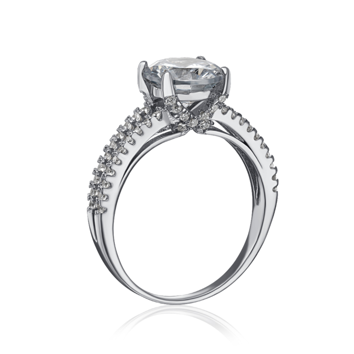 Серебряное кольцо с фианитами. Артикул 2R21056-R/12/1