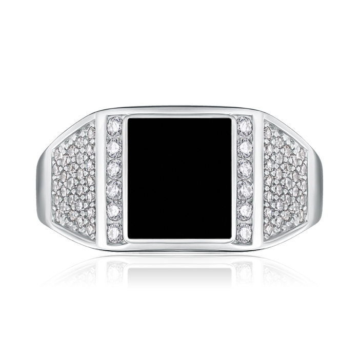 Срібна печатка з емаллю та фіанітами. Артикул 2R24467-R/12/627