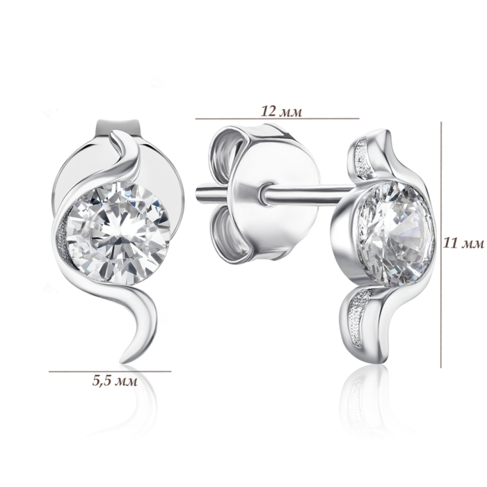 Срібні пусети з фіанітом 2S12831-E/12/1