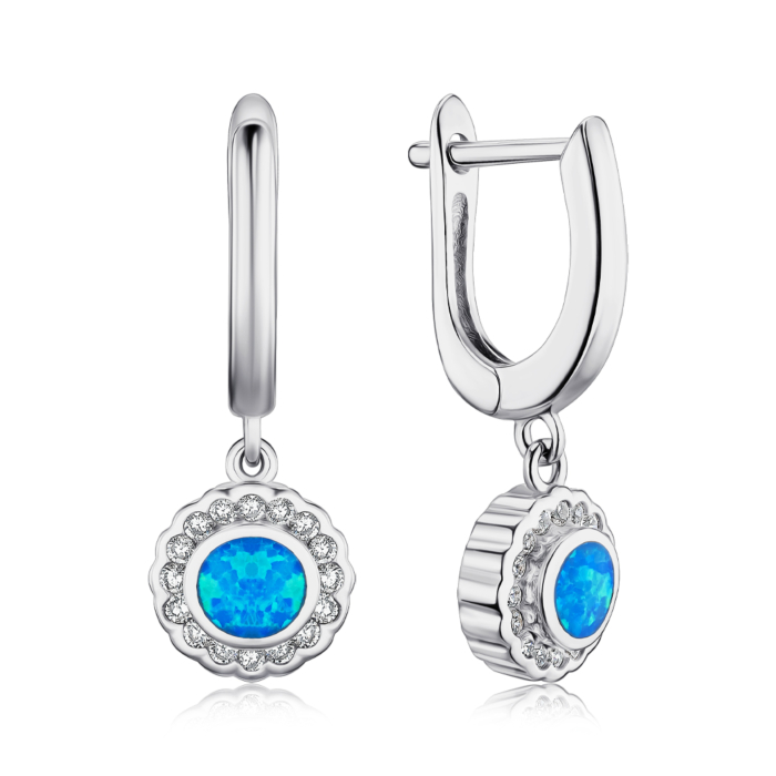 Срібні сережки з опалом та фіанітами 2S14365-E/13/3641