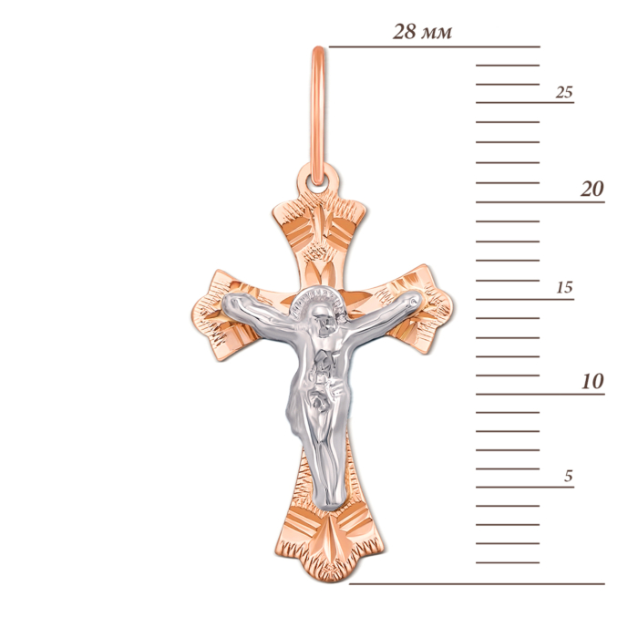 Золотой крестик с алмазной гранью. Артикул 30344/1е