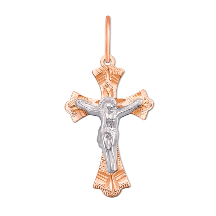 Золотой крестик с алмазной гранью. Артикул 30344/1е