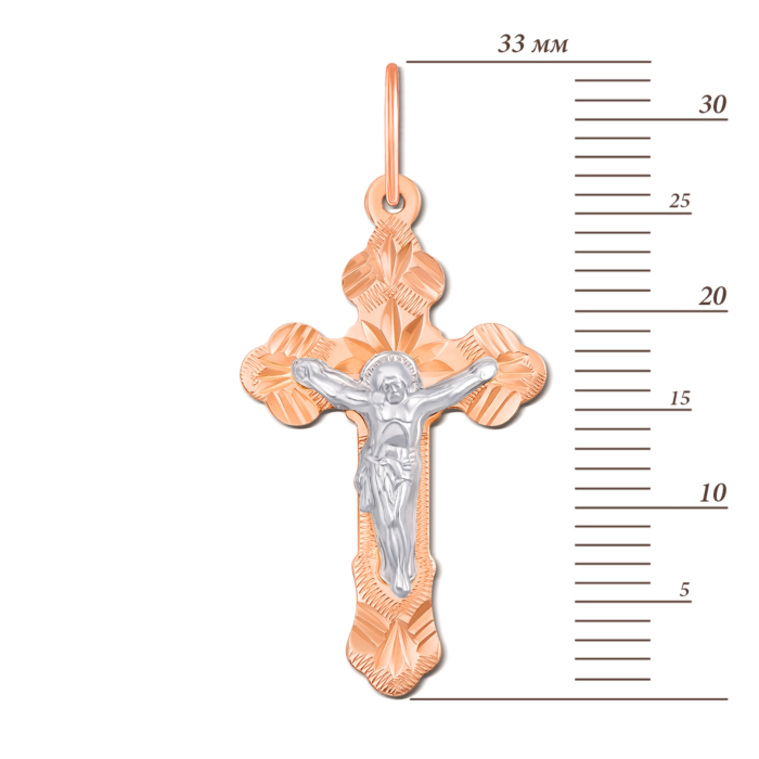 Золотой крестик с алмазной гранью. Артикул 30346/1е