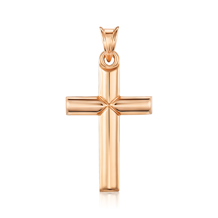 Крестик в красном цвете золота без вставки. Артикул 30393/2