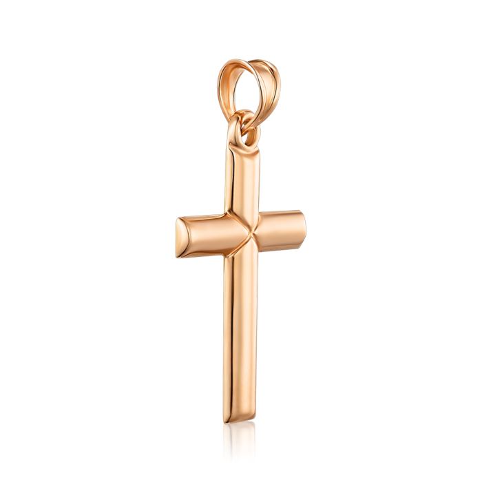 Хрестик в червоному кольорі золота без вставки. Артикул 30393/2