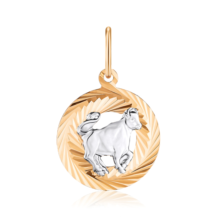 Золота підвіска-зодіак "Телець" без вставки. Артикул 30511/тц