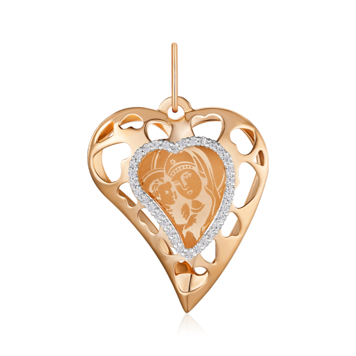 Золота підвіска-ладанка з фіанітами. Артикул 30589/3