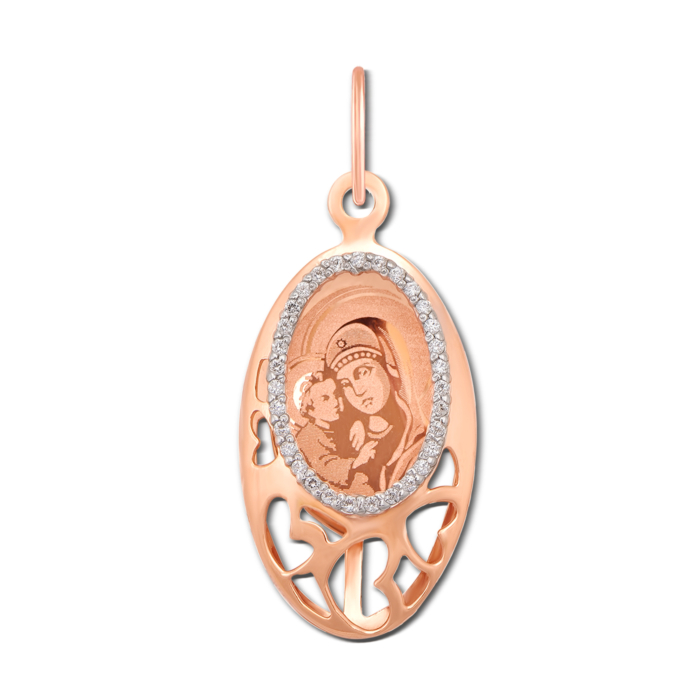 "Золотая подвеска-иконка Божией Матери ""Владимирская"". Артикул 30591/3"