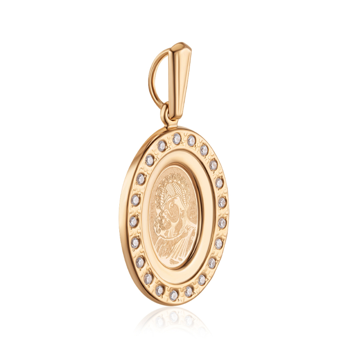 Золота підвіска-ладанка з фіанітами. Артикул 30597-5/01/0/13