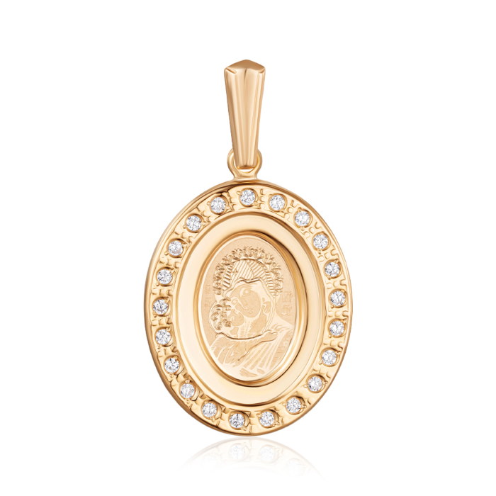 Золота підвіска-ладанка з фіанітами. Артикул 30597-5/01/0/13