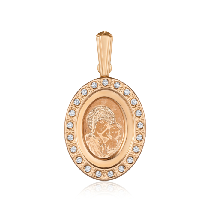 Золота підвіска-ладанка з фіанітами. Артикул 30597-6/01/0/13