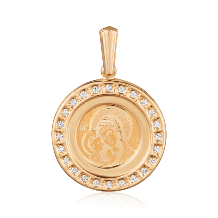 Золота підвіска-ладанка з фіанітами. Артикул 30598/3лгр