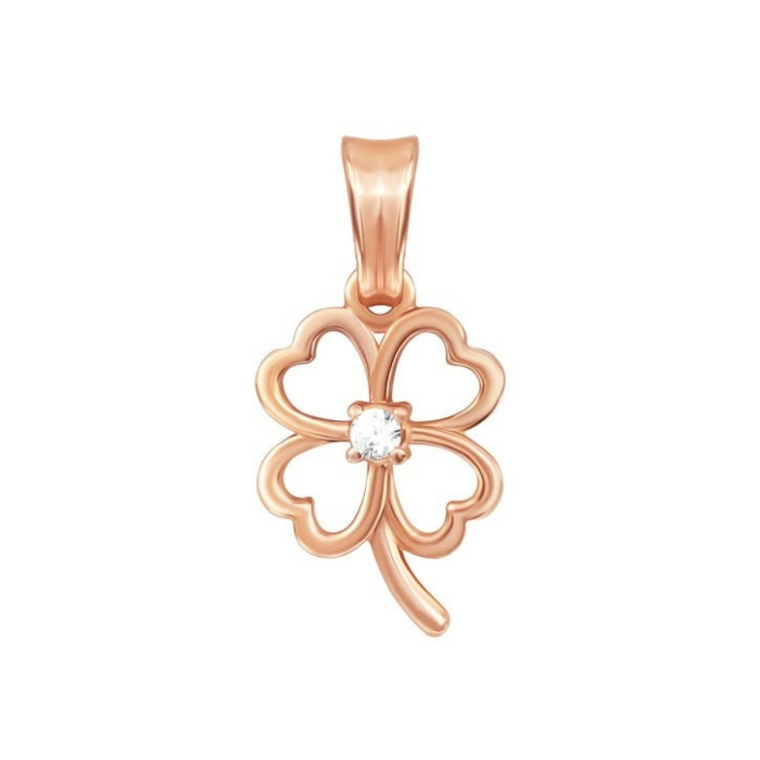 Золота підвіска Конюшина з фіанітом Артикул UG531/0176/00/01/01