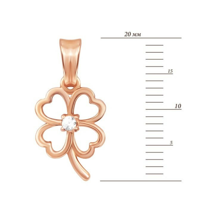 Золота підвіска Конюшина з фіанітом Артикул UG531/0176/00/01/01