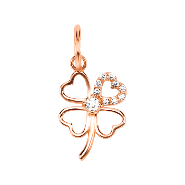 Золота підвіска Конюшина з фіанітами. Артикул UG531/0314/00/01/01