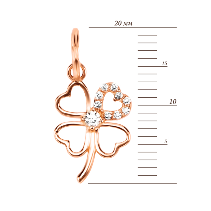 Золота підвіска Конюшина з фіанітами. Артикул UG531/0314/00/01/01