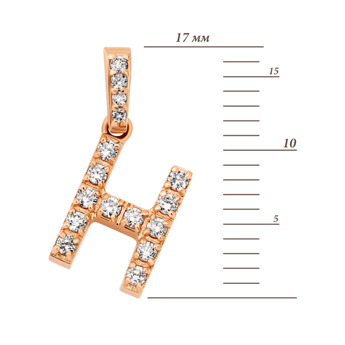 Золота підвіска Літера Н з діамантами. Артикул UG53101010701