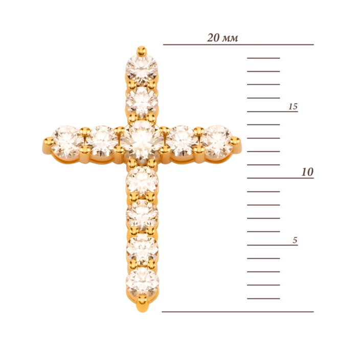 Золота підвіска Хрестик з діамантами. Артикул UG53101011603 D