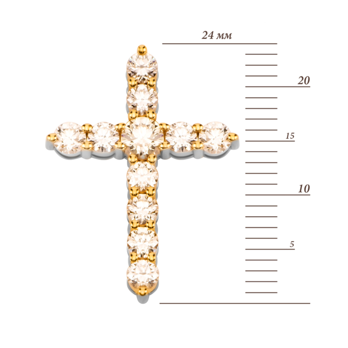 Золота підвіска Хрестик з діамантами. Артикул UG53101011705 D