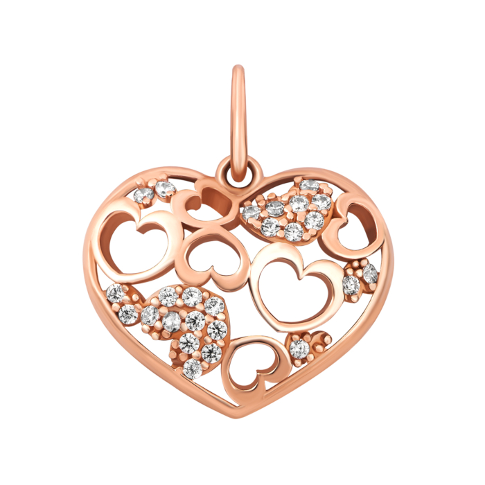 Золота підвіска Серце з фіанітами. Артикул UG53101016301