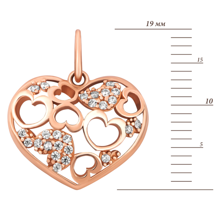Золота підвіска Серце з фіанітами. Артикул UG53101016301