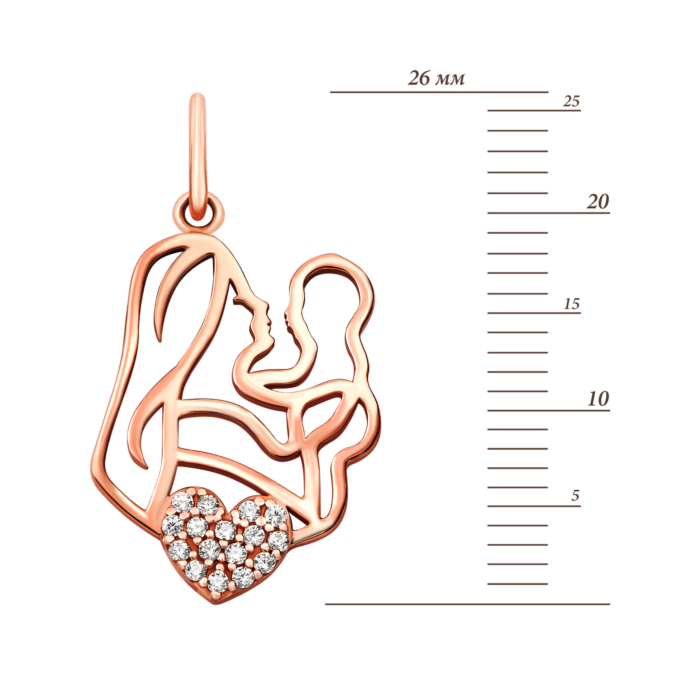 Золота підвіска Серце з фіанітами. Артикул UG53101017801
