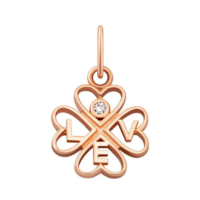 Золота підвіска Конюшина з фіанітом. Артикул UG53101018301