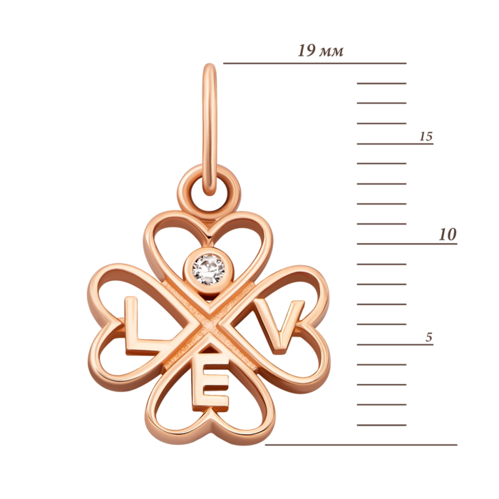 Золота підвіска Конюшина з фіанітом. Артикул UG53101018301