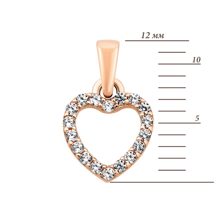 Золота підвіска Серце з фіанітами. Артикул UG5310102510101