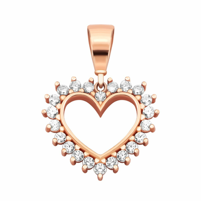 Золота підвіска Серце з фіанітами. Артикул UG53101027601