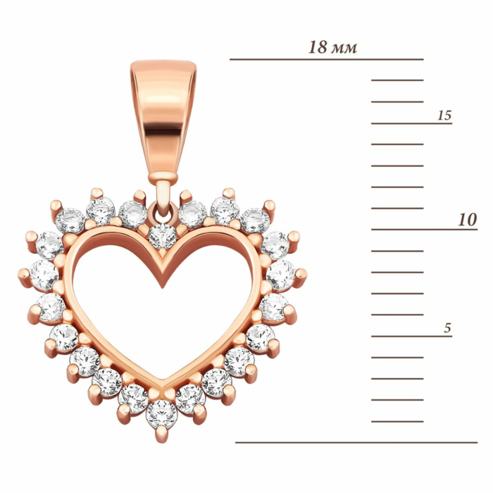 Золота підвіска Серце з фіанітами. Артикул UG53101027601